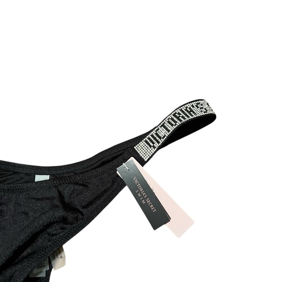 Victoria’s Secret Rhinestone Strap Brazilian Bikini Bottom Black L - Picture 5 of 14